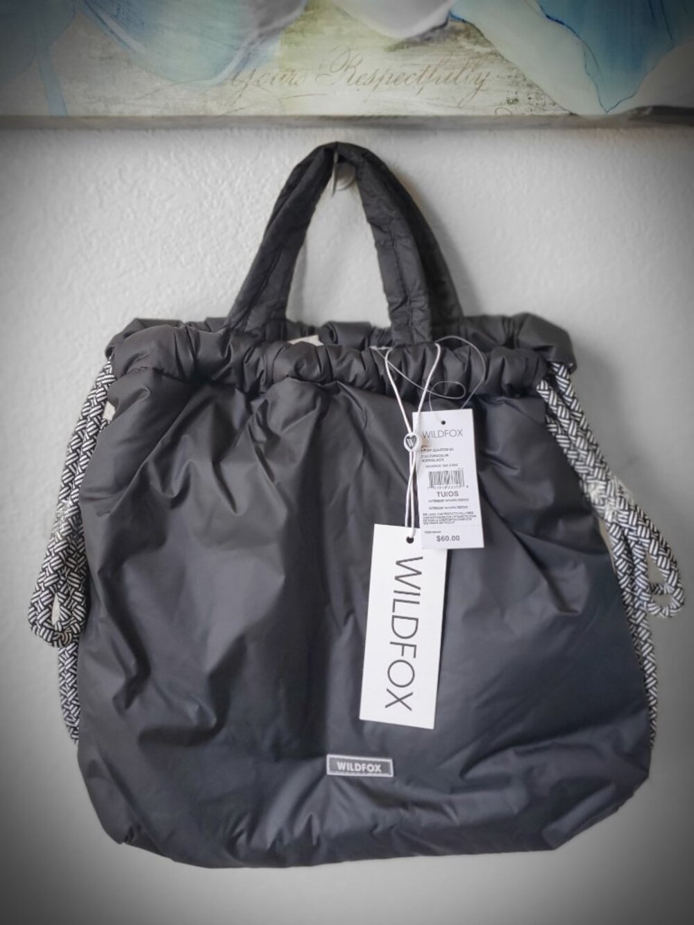 Wildfox Black & Gray  Drawstring Backpack - Picture 6 of 14